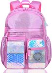 BYXEPA Girls Backpack, Glitter School Backpacks 16in for Girls, Cute Book Bag for Girl Kid Students Elementary School (Mermaid Pink)