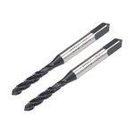 uxcell M4 x 0.7 Spiral Flute Thread Tap, Metric Machine Threading Tap HSS Nitriding Coated, Round Shank with Square End, H2 Tolerance, 2pcs