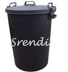 Srendi® Large Black Plastic Dustbin Garden Storage Unit Bin Clip On Locking Lid Heavy Duty for Rubbish Waste Animal Feed (1)