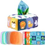 Baby Tissue Box Toy, Soft Stuffed High Contrast Baby Toys Montessori Toys 18+ Months Magic Tissue Box Toy Development Sensory Toys for18+ Months Babies Toddler Toys for Infant Boy Girl Gift