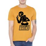 Wildsta Respect for Bikers T Shirt for Men Bikers t-shirt | Motorcycle Lover T-Shirt |Printed T Shirt Mustard