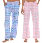 INSIGNIA Ladies Pyjamas Lounge Pants Check (2 PACK) (Pink -Lilac, S)