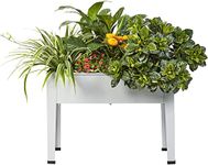 INDIAN DECOR 90104 Raised Garden Bed, Garden Raised Planter Box with Legs, Galvanized Garden Planter for Herbs and Vegetables (24" Grey)