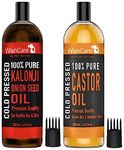 WishCare® Premium Cold Pressed Kalonji - Onion Black Seed Hair Oil - 200 Ml For Healthy Hair and Skin & WishCare ® Premium Cold Pressed Castor Oil - Pure & Virgin Grade 200 Ml