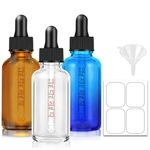 Dropper Bottle 1 oz, Bumobum Glass Eye Dropper Bottles for Essential Oils with Labels and Funnel, 3 pack Tincture Bottle 30 ml with Measured Dropper