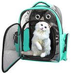 Buraq Pets Explorer Pet Carrier Backpack, Designed with Breathable Space, Ventilated,Ideal Cat House, Portable Cat Bag, Secure and Comfortable Cat Carrier Travel Bag for Outdoor Use (Sea - Green)