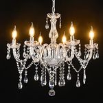 Vlaikz 6 Light Wedding Decoration Crystal Chandelier Candle Crystal Pendant Light Transparent K9 Crystal Lamp Modern Luxury Ceiling Living Room Bedroom Princess Room Hallway Lighting