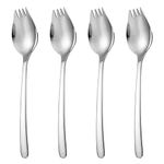 4 Pcs Set Stainless Steel Salad Spork Reuseable Stainless Steel Sporks Salad Spork Ice Cream Salad Forks for Home Use Outdoor Camping Travel