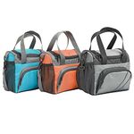 FATMUG Polyester Lunch Bags For Office Men Women-Insulated Tiffin Bag With Zip-Set Of 3(Orange, Grey,Sky Blue), 7 liter