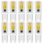 ZEIYEI G9 LED Bulbs, 3W, Warm White 3000K, 300LM, Equivalent to 30W Halogen, No Flicker, Not-Dimmable, Energy Saving Bulb for Chandelier Home Lighting Decor and More 10-Pack