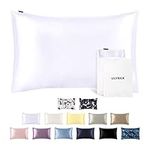 LILYSILK 100% Pure Mulberry Silk Pillowcase Both Sides, 19 Momme Real Charmeuse Silk Pillow Case Cover for Hair and Skin 1 Pc, Envelope Closure, White, Queen 50x75cm