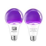 MayJazz UV Light Bulbs, A60 9W E27 Black Light Bulb (60Watt Equivalent) 380-400nm Wavelength, UV Black Light Bulbs Glow in The Dark for Home Party Halloween Stage DJ Disco Lighting (2 Pack)