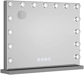 Embellir Hollywood Makeup Mirror, Vanity Mirrors Beauty Cosmetic Dressing Bathroom Decor, 15 LED Bulbs with 10X Magnification Bluetooth Speaker Frameless Tabletop Lights Dimable