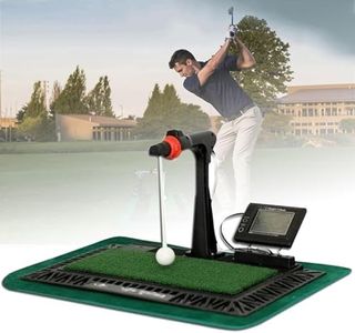 Golf Swing Hitting Aid Simulator, Golf Swing Trainer with Digital Screen and Auxiliary Voice,3 Gear Height Adjustable and 360° Return Ball Automatically,Indoor/Outdoor Swing Practice