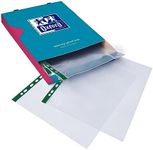 Oxford Heavy Duty Punched Poly Pockets, Clear, Box of 100 Extra Strong Plastic Wallets
