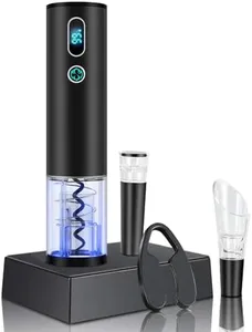 Electric Wine Opener, One Touch Automatic Electric Wine Bottle Corkscrew Opener with 2-in-1 Aerator Pourer, Foil Cutter, Vacuum Preservation Stoppers for Wine Lover Christmas Gift （base not included）