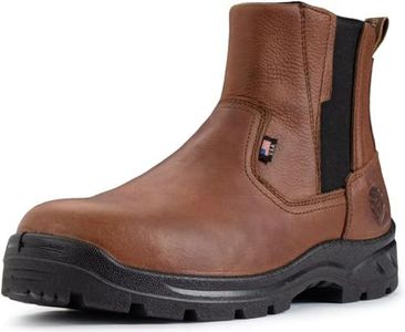 SUREWAY Mens Slip On Chelsea Work Boots for Men,Extremely Comfortable,Thicker Genuine Leather,Superior Oil/Slip Resistant Rubber Sole, Brown, 13