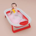 StarAndDaisy Bath Tub for Baby 0-3 Years/Foldable Bathtub for Kids with Space Saving, Newborn Baby Folding Bathing Tub Girls & Boys with Soap Tray, Easy to Store (BT-Red)