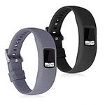 kwmobile Straps Compatible with Garmin Vivofit 4 Straps - 2X Replacement Silicone Watch Bands - Grey/Black