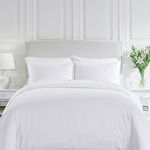California Design Den 3 Piece King Size Duvet Cover Set, 400 Thread Count 100% Cotton Sateen, Soft Luxury Sateen Weave Comforter Cover and Two Pillow Shams, Button Closure and Corner Ties (White,King)