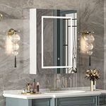 Mepplzian Bathroom Mirror Cabinets with Lights,Led Bathroom Mirror Cabinet Bathroom Wall,Illuminated Bathroom Mirror Cabinet with Demister,Bathroom Cabinets with Mirror,Mirrored Bathroom Cabinet 50x70