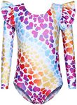 Arshiner Girls Gymnastics Leotards Ruffle Long Sleeve Shimmer Ballet Unitard Dancewear for 3-10 Years