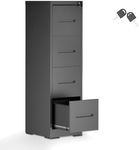 4 Drawer File Cabinet with Lock, Anti-Tip Metal Tall Filing Cabinet with Deep File Drawer,Vertical Modern White File Cabinets for Home Office,Steel Storage Cabinet Fit Letter/Legal/A4 Size Files