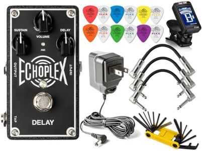 Echoplex EP103 Delay Pedal by Dunlop EP-3 Tape Echo Effects With Tonebird Multi-tool, 3 Patch Cable, Power Supply, Tuner, Picks Bundle