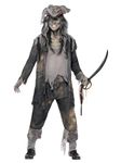 Smiffys Deluxe Ghost Ship Ghoul Costume, Grey with Coat, Trousers and Hat, Halloween Adult Fancy Dress, Halloween Dress Up Costumes