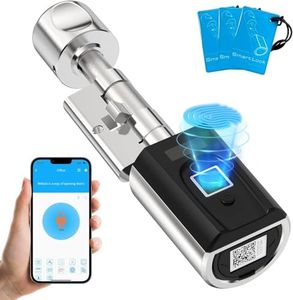 RUILON Serrure à empreinte digitale - Cylindre serrure connectée porte entree IP65 avec 3 carte RFID Contrôle Bluetooth WiFi Serrure intelligente pour cylindre réglable de 30-70 mm Maison Bureau