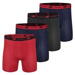 New Balance Men's Mesh 5" with Fly Boxer Brief (4-Pack), Navy/Black/Team Red/Navy, Medium, Navy/Black/Team Red/Navy, Medium