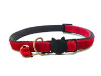 Velvet Cat Collars with Bell | Quick Safety Release Breakaway Buckle | Handmade in the UK | Available in Cat & Kitten Size | Red Velvet