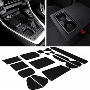 JDMCAR Liner Accessories Compatible with Toyota RAV4 2019-2024 2025 and 2021-2025 RAV-4 Prime, Custom Fit Cup Holder, Center Console, and Door Pockets Inserts Kit (Black Trim) - 15 PC Set