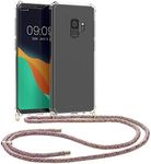 kwmobile Crossbody Case Compatible with Samsung Galaxy S9 Case - Clear TPU Phone Cover w/Lanyard Cord Strap - Multicolor/Transparent