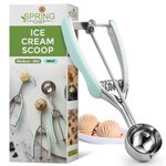 Spring Chef Cookie Scoop, Premium 18/8 Stainless Steel Disher with Soft Grip, Spring Loaded with Trigger Release for Cookie Dough, Melon, Ice Cream, Baking - Medium Size #40, Mint