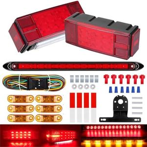 LIMICAR Boat Trailer Lights Kit, Boat Trailer Lights LED Submersible Kit with Amber Trailer Marker Lights Light Bar, 29FT Trailer Wiring, Stop Brake and White Backup Reverse Lights for Boat RV Truck