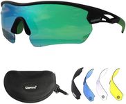 OUTDOORSPARTA Sports Sunglasses(3. Black Frame, Full Lens Green)