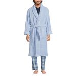 Lands' End Men's Calf Length Turkish Cotton Terry Bathrobe, Soft Blue Haze, XL