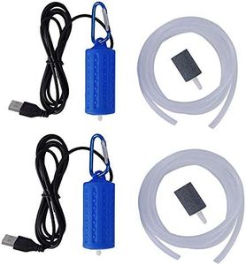 2PCS Aquarium USB Air Pump Portable Mini USB Aquarium Fish Tank Oxygen Air Pump Mute Energy Saving Fish Tank Air Pumps Dark Blue