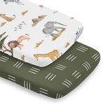 Sweet Jojo Designs Jungle Animals Boy Girl Gender Neutral Baby Bassinet Sheets Fitted Sheet Set Infant Newborn Nursery Oval Rectangle Mattress 2p Green Boho Mudcloth Safari Animal Elephant Monkey