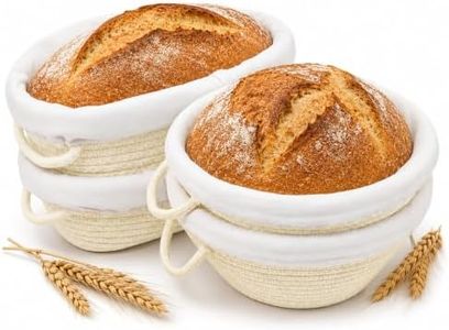 ASOBEAGE Cotton Rope Banneton Bread Proofing Basket, Round & Oval, Set of 4 | Splinter-Free, Removable Non-Stick Liners, Side Handles, Reusable & Easy-Clean, Machine Washable, Great Gift for Bakers