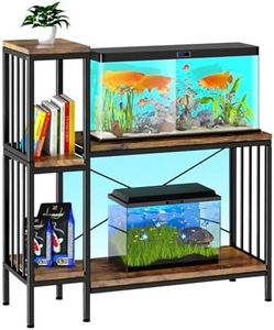 BESTTOONE 20-29 Gallon Fish Tank Stand: Aquarium Stand with Shelves for Fish Tank Accessories Storage & Potted Plant Stand 2 Tier Wood Heavy Duty Metal Frame Turtle | Reptile Terrarium Stand Rustic