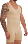 MISS MOLY Mens Full Body Shaper Tummy Control Shapewear Bodysuit Slimming Underwear Tank Top Fajas Para Hombres, Nude, Small