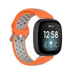 Compatible with Fitbit Versa 4 / Versa 3 / Sense 2 / Fitbit Sense Bands with Metal Connector, Soft Silicone Wristband for Men Women Breathable Bracelet Lightweight Sport Strap for Versa 4 3 & Sense 2 Smartwatch (Orange+Gray)