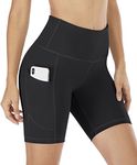 IUGA Cycling Shorts Women High Waisted Tummy Control Gym Shorts for Women with Pockets Workout Sport Yoga Running Shorts Black