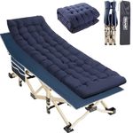 Overmont Folding Camping Bed with Mattress - 550LBS Support - Extra Wide 28in - Heavy Duty Sleeping Beds with Carry Bag - Upgrade 2400D Oxford Cloth Portable for Home, Office, Beach and Camping