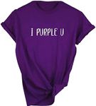 B-TS Tshirts for Women Sleeve I Purple You Letter Printed T-Shirt Kpop Merchandise K-Pop Merch, Purple, X-Large