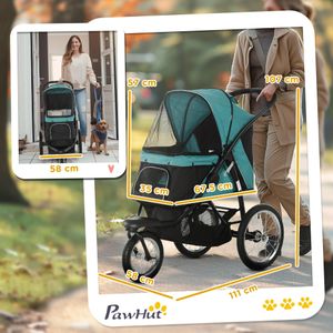 PawHut Dog Stroller – Green Pet Carrier with Foldable Design
