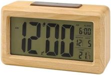 ZCOINS Wooden Digital Alarm Clock, Bedside Clock with Large LED Backlight Display, Smart Sensor Night Light, Snooze Function, Date and Temperature, Desk Alarm Clock for Bedroom Office