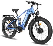WakeWheel 8000w Electric Bike for Adults, 60V 32Ah Battery Ebike, Fat Tire & Long Range Electric Bicycles, 210Nm Mountain Bike Full Suspension, Hydraulic Brake Electric Bicycle (Scout-Step Over-Blue)